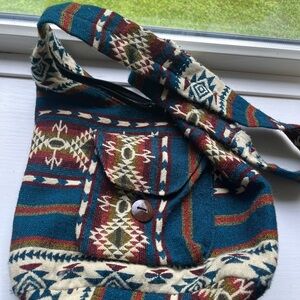 Tribal Patterned Shoulder Bag from Ecuador- Multicolor